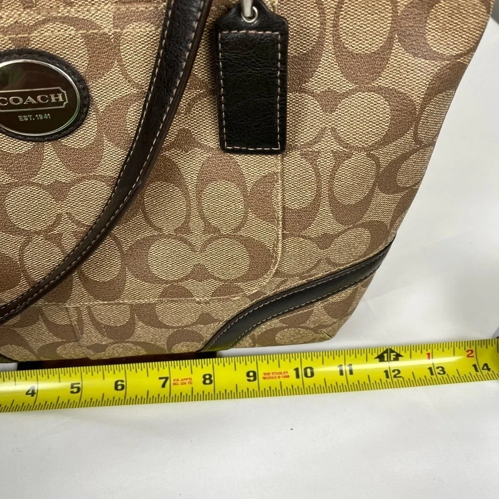 Authentic Coach F18917 Peyton Signature Logo Heritage Handbag Tote Brown Vtg Y2K